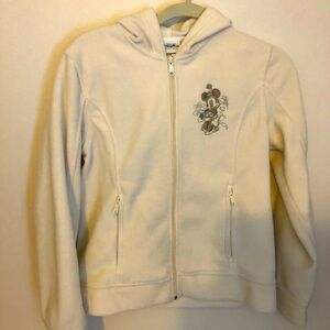 Disney Minnie Mouse Women's Fleece Hoodie Cream with Khaki Embroidery Small